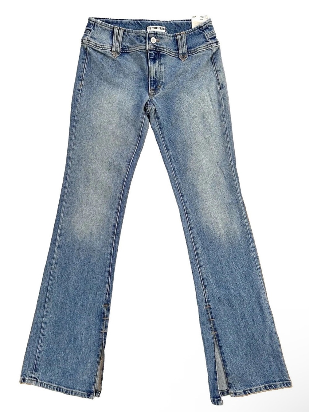 Free People Stillwater Low Rise Slim Flare Medium Wash Denim Jeans NWOT Size 25